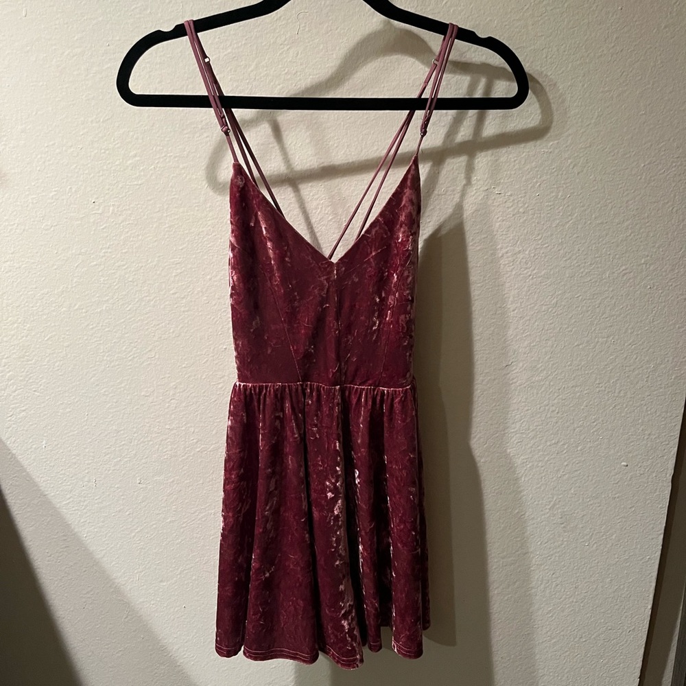 Pink velvet “night out” romper